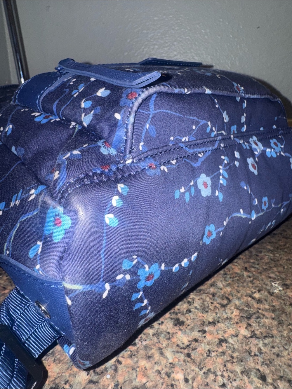 Longchamp Le Pliage Néo Sakura Cherry Blossom Backpack Navy Blue EUC - Picture 9 of 11